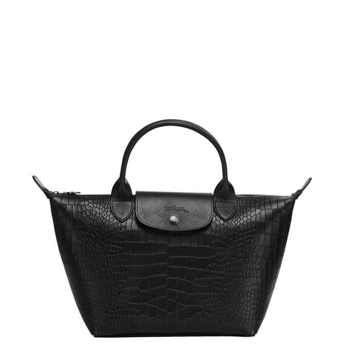 Longchamp Le Pliage Cuir Croco Top Handle Bag S